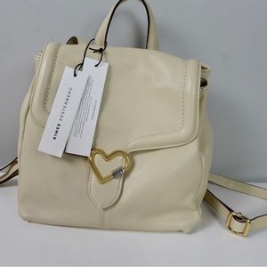 Aimee Kestenberg Lovers Lane Leather Expandable Backpack NWT Top Handle w Heart